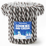 Bulk Cookies & Cream Candy Canes 48 Count Box - Individually Wrapped Chocolate Cookie & Cream Flavored Holiday Candy Canes - Festive Christmas Treats
