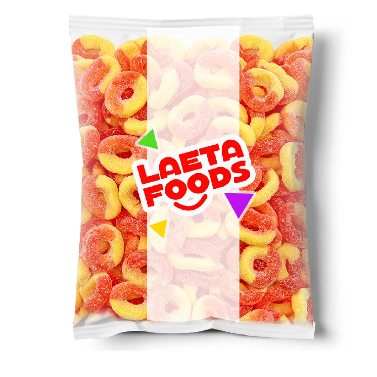 Peach Rings Gummy Candy, Sour and Sweet Sugar-Dusted Treat (5 Pound Bag)