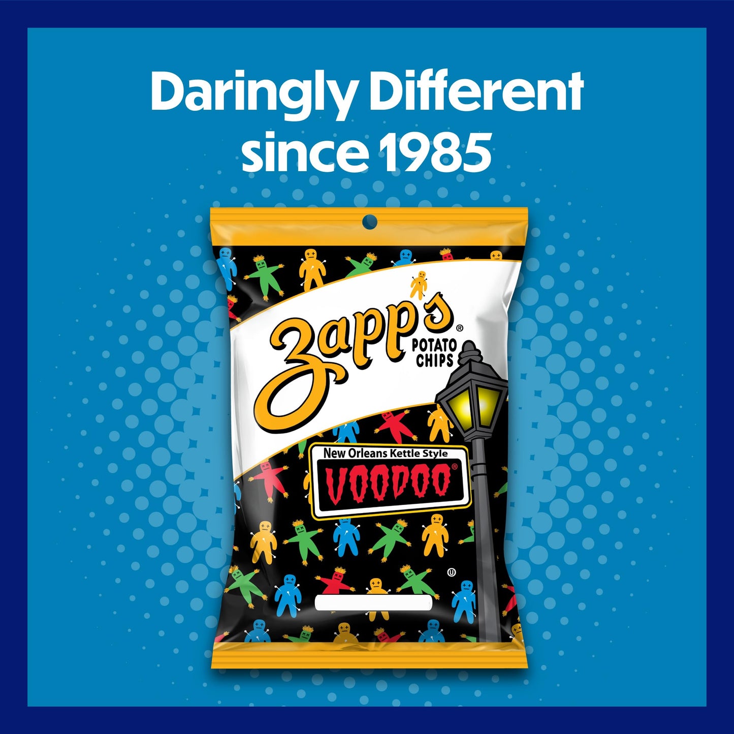 Zapp's New Orleans Voodoo Potato Chips, 42 Count - Crunchy, Gluten Free Snack with Salt, Vinegar, and Smoky BBQ Flavors