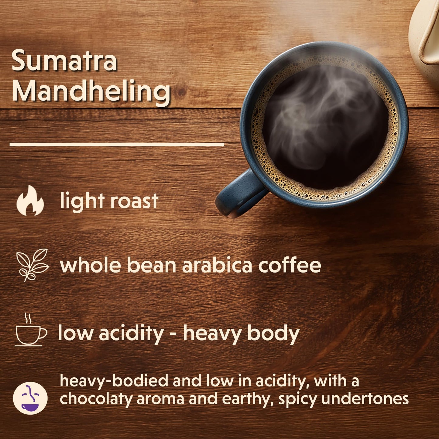 Coffee Bean Direct Sumatra Mandheling, Whole Bean Coffee, Arabica Coffee, Light Roast, 2.5 Pound Bag (Pack of 1)