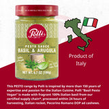 Polli Pesto Sauce Arugula & Basil - Italian Green Pesto with Basil, Parsley, Pecorino Romano DOP Cheese & Cashews - 2 Pack (6.7 oz Each)