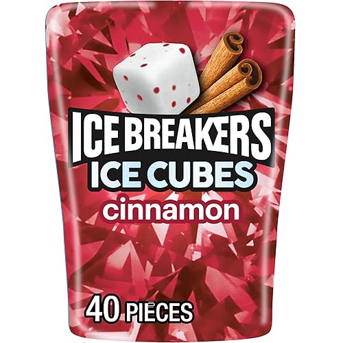 Ice Breakers, Ice Cubes Cinnamon Sugar Free Chewing Gum Bottle, 3.2 Ounce, 40 Count