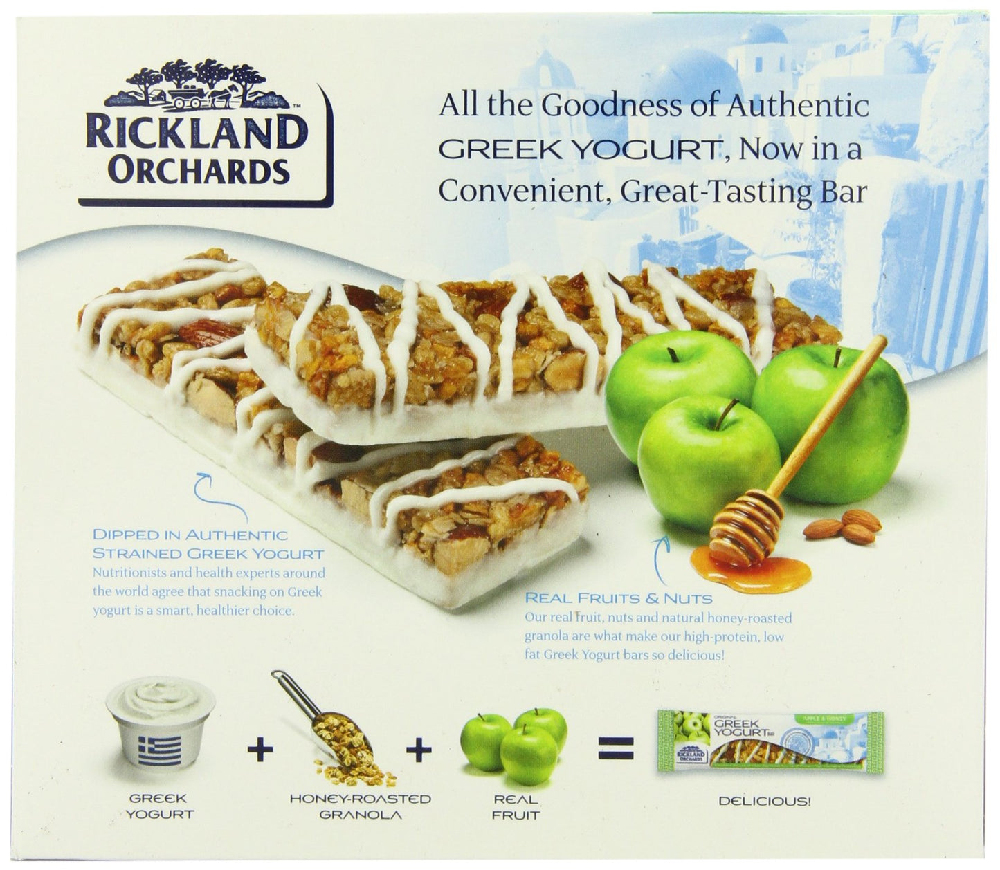 Rickland Orchards Greek Yogurt Covered Granola Bar, Apple and Honey, 1.4 Ounce Bars, 5 Count