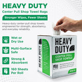 Fresh Towel Heavy Duty White Shop Towels 160 Sheets, 9x12 Inch Disposable Center Pull Shop Rags for Painters, Contractors, Automotive and Garage