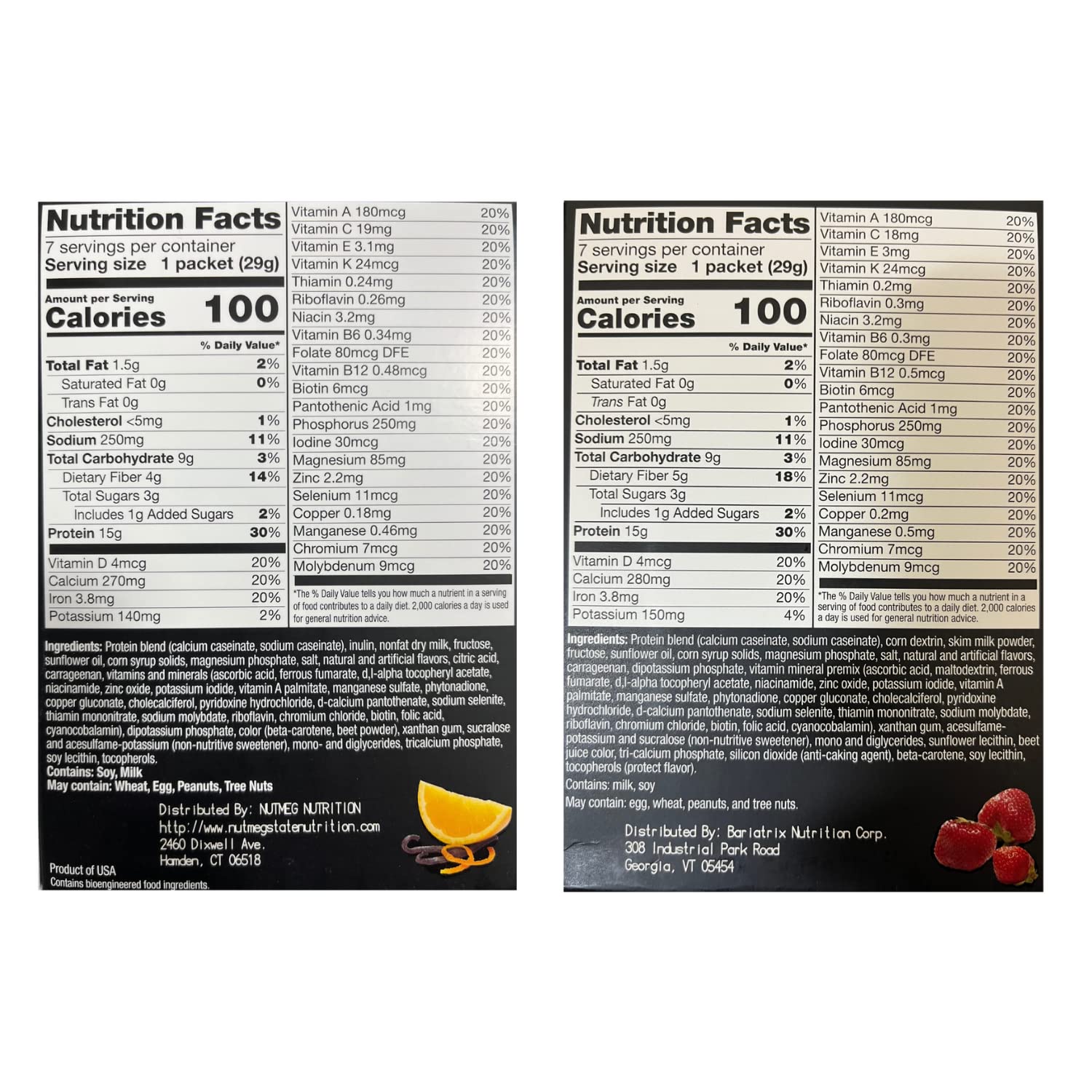 PROTIFIT - High Protein Orange Creamsicle & Strawberry Pudding & Shake Mix 2 Pack, 15g Protein, Low Calorie, Low Fat, Low Carb, Aspartame Free, Idea