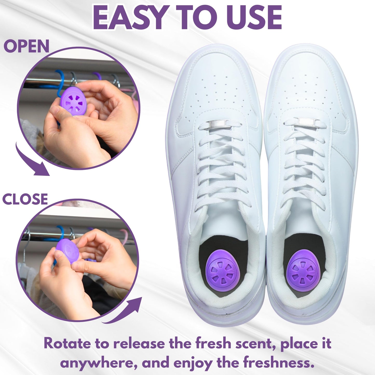 Air Jungles Shoes Deodorizer Ball 12 Ct, Lavender Scent, Odor Remover Balls for Sneakers, Gym Bags, Lockers, Closets, Hampers, and Drawers, Essential