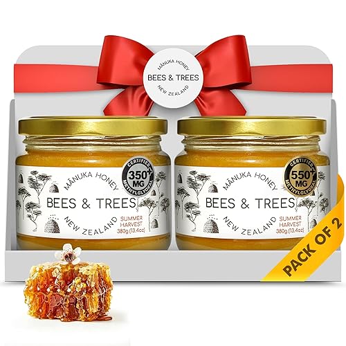 Bees & Trees New Zealand Manuka Honey - 550+ & 350+ MGO - Pure, Unpasteurized Monofloral Premium Superfood Raw Honey, Daily Wellness & Vitality