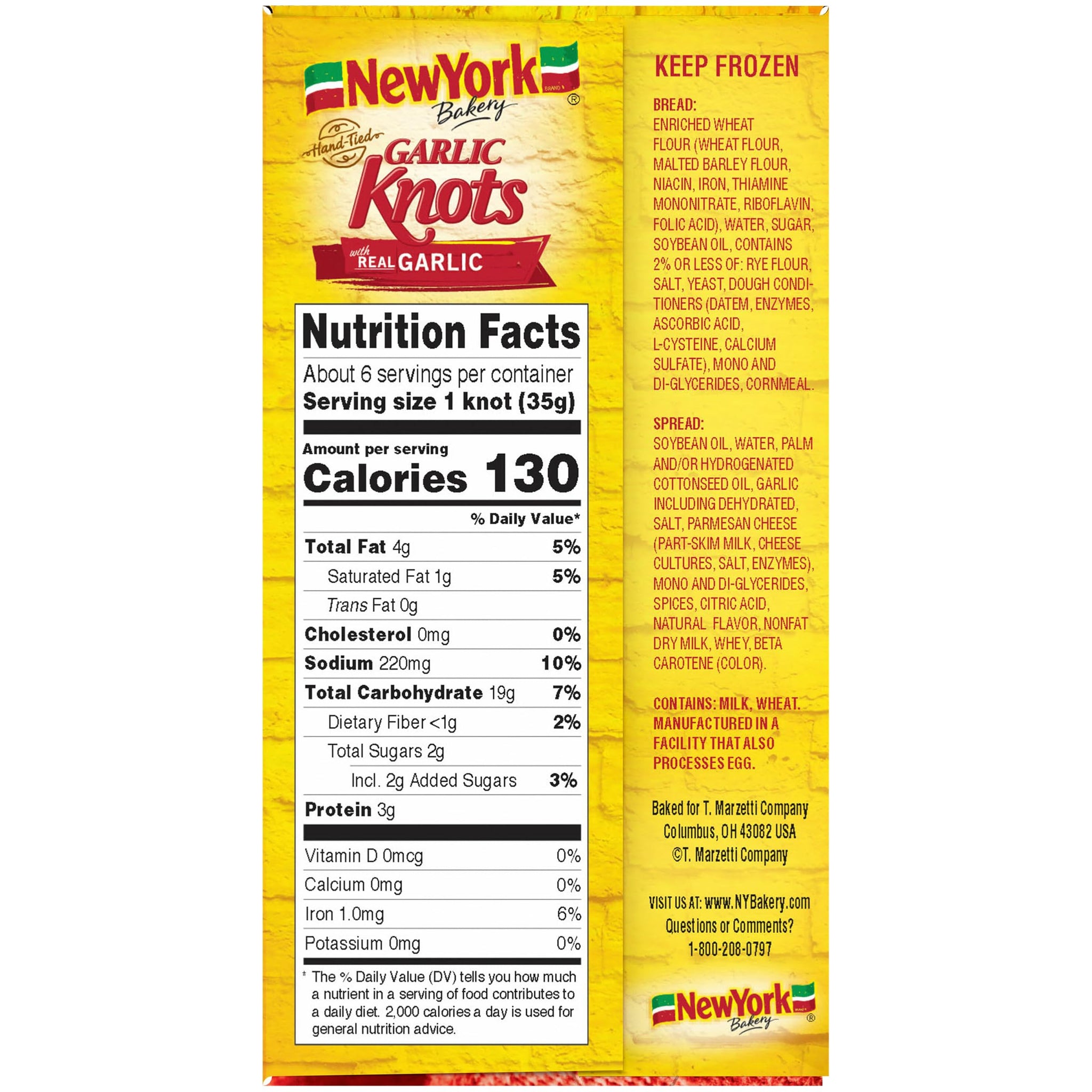 New York Hand-Tied Garlic Knots, 6 knots, 7.3 oz (frozen)