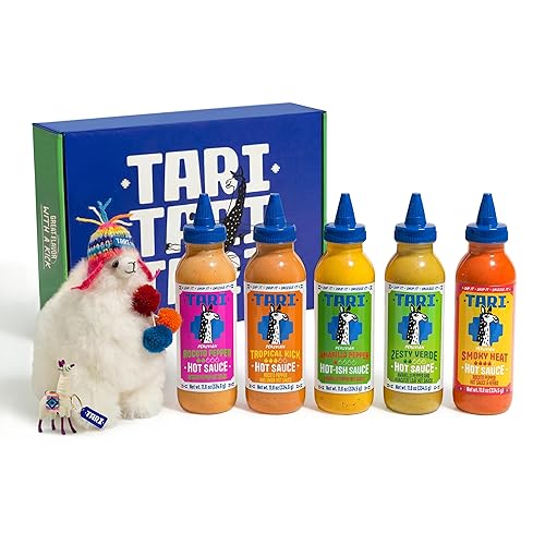 Tari Hot Sauce 5Pk Gift Box - Aji Rocoto, Aji Amarillo, Zesty Verde, Smoky Heat & Tropical Kick - 11.8oz each (5ct)