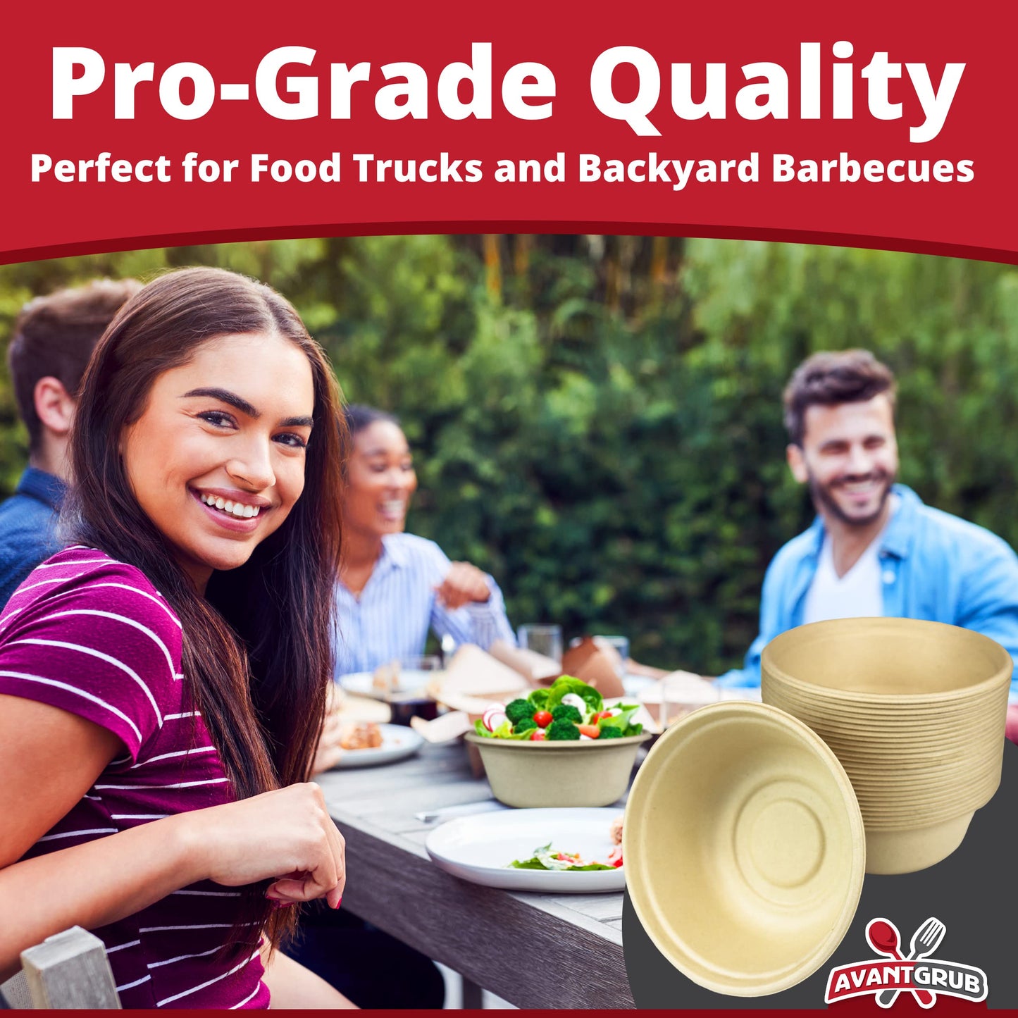 Leak-Proof, Compostable 11.5 oz Bowls 100 Pack. Sturdy, Plant-Based, Microwave Safe Sugarcane Containers for Soups, Salads, Desserts. BPA-Free