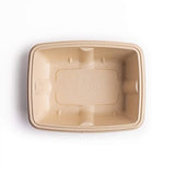 Zume Premium Compostable, Eco Friendly, Leak Proof, Disposable, 24 oz/750ml Medium Rectangular Container, Natural (Pack of 100)