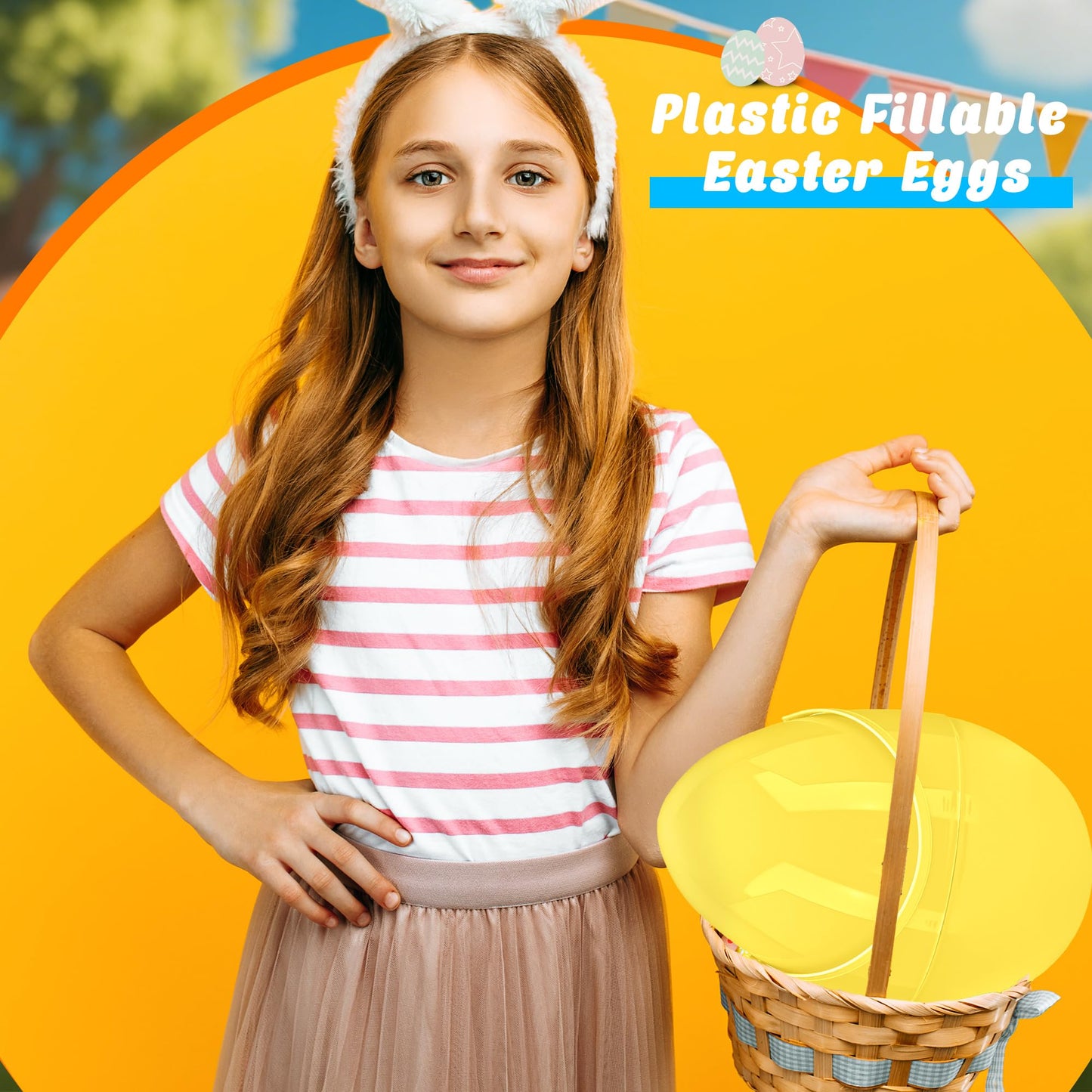 Barblog 10 Inch Giant Macaron Plastic Easter Eggs 6 pcs/ 12 pcs Large Plastic Easter Eggs With Handle Jumbo Empty Fillable Eggs for Easter Egg Hunt