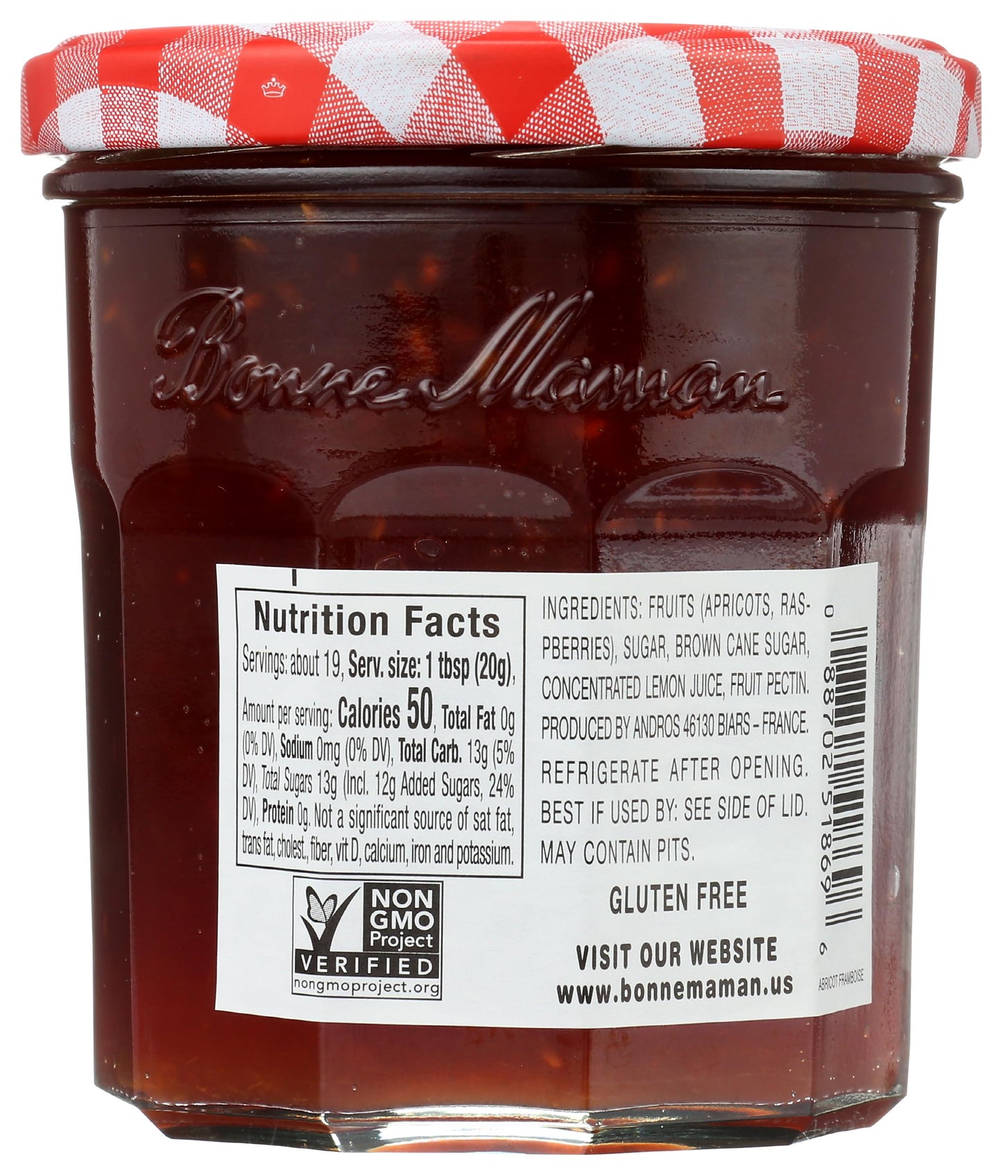 Bonne Maman, Preserves Apricot Raspberry, 13 Ounce
