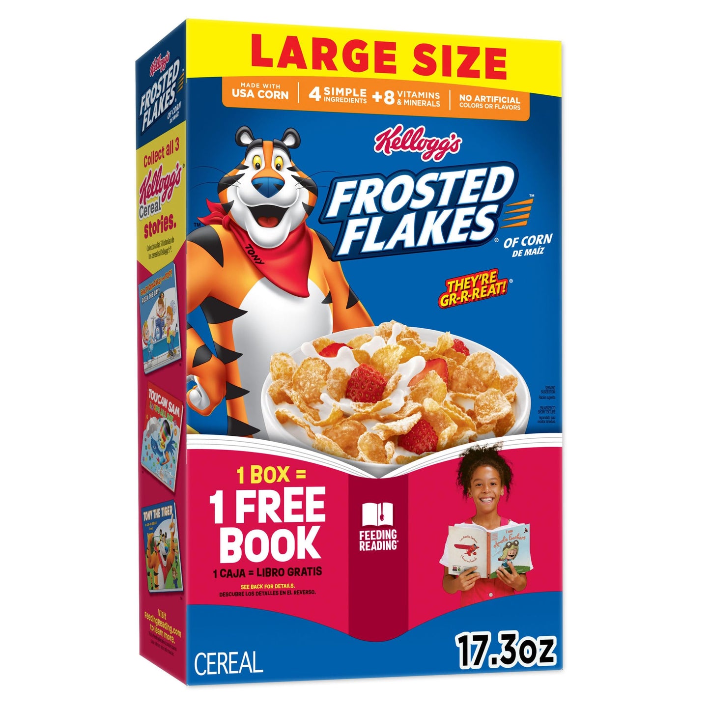 Kellogg's Frosted Flakes Breakfast Cereal, Fat Free, Large Size, 17.3 oz