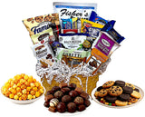 Easter Basket with Chocolate, Candy & Snacks - 8 Inch Easter Wrapped Gift Basket - Spring Holiday Treats for Family, Friends & Coworkers (Standard)