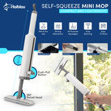 Haiblau Flat Mop & Bucket Wringer Set with Self-Squeeze Mini Mop, Portable Handheld Wet/Dry Cleaner with Microfiber Pads, Flat Mop and Bucket System