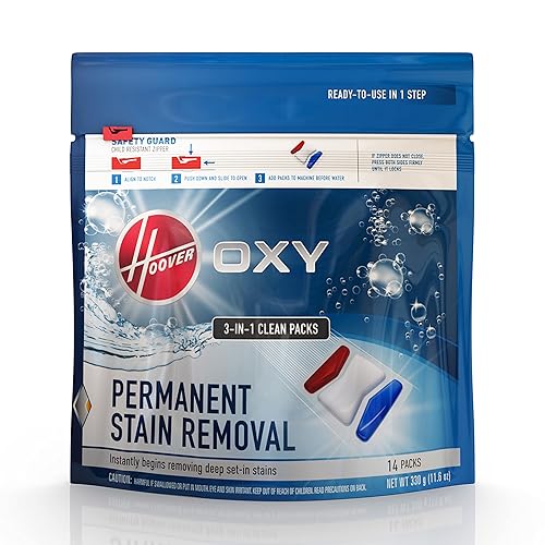 Hoover Oxy Permanent Stain Removal Carpet Cleaner Solution Clean Packs, AH37002, White