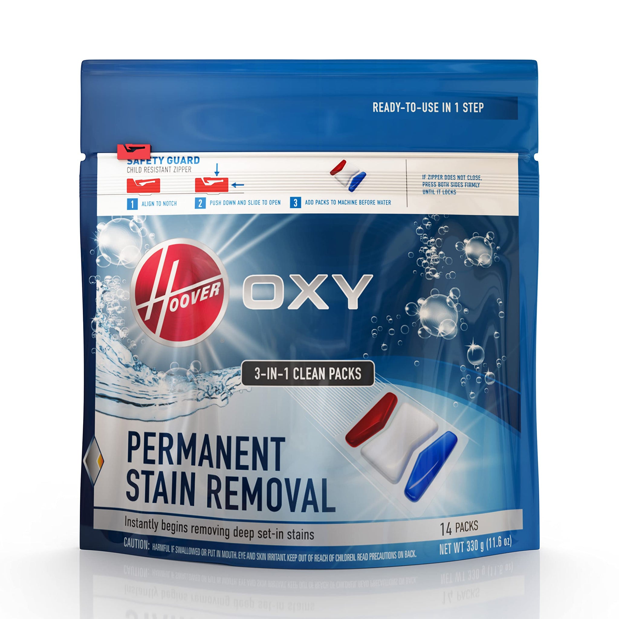 Hoover Oxy Permanent Stain Removal Carpet Cleaner Solution Clean Packs, AH37002, White