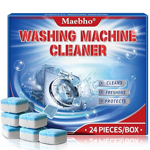 Washing Machine Cleaner Tablets 24 Pack - Deep Cleaning & Descaler for HE Front Load & Top Load Washers, Removes Odor, Residue & Pet Hair, Septic