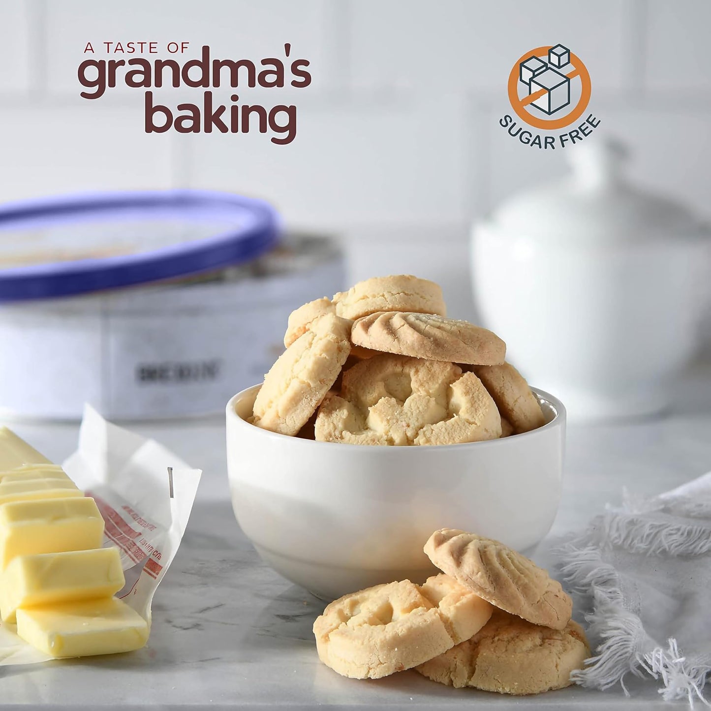Sugar Free Butter Cookies 36 Count Traditional Danish Cookies, Premium Assorted Shortbread cookies for Diabetics (1 Pk, 11 Ounce)