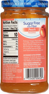 Polaner Sugar Free with Fiber, Peach Jam, 13 Ounce
