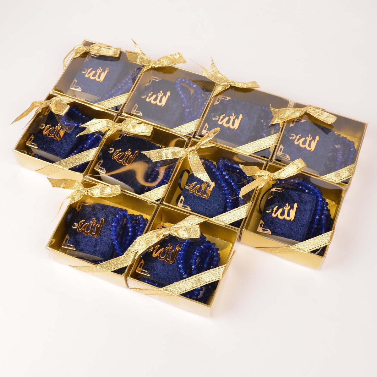 BABY SHOWER CHOCOLATE Set of 10 Islam Quran Tasbeeh Islamic Set | Holy Quran Prayer Beads Gift Box Favor (Dark Blue)