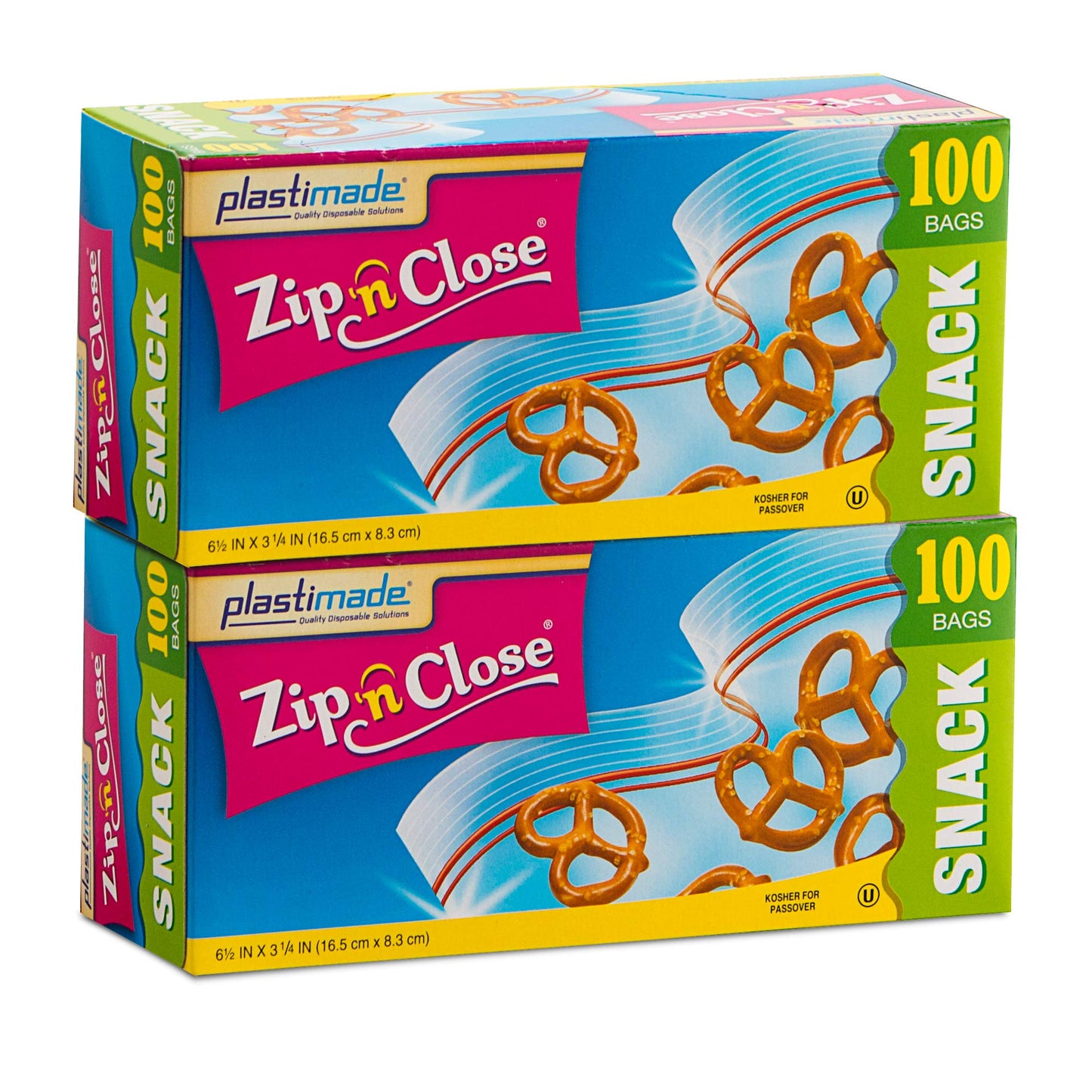 Plastimade Zip'n'Close Disposable Plastic Resealable Snack Bags, 200 Bags, Premium Seal, Great for Home, School, Office, Traveling, Snacks, Food Prep