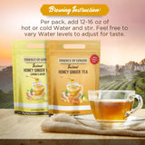 Natural Honey Lemon Ginger Root Herbal Crystals 30 Packets Instant Beverage 18 Grams Made With Real Pure Honey, Fresh Refreshing Lemon Citrus
