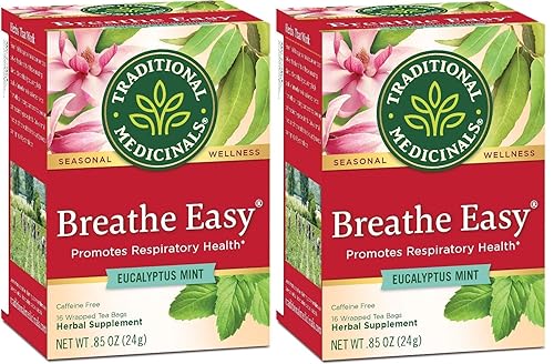 Traditional Medicinals Breathe Easy Tea, 16 Count Tea Bags (Pack of 2)