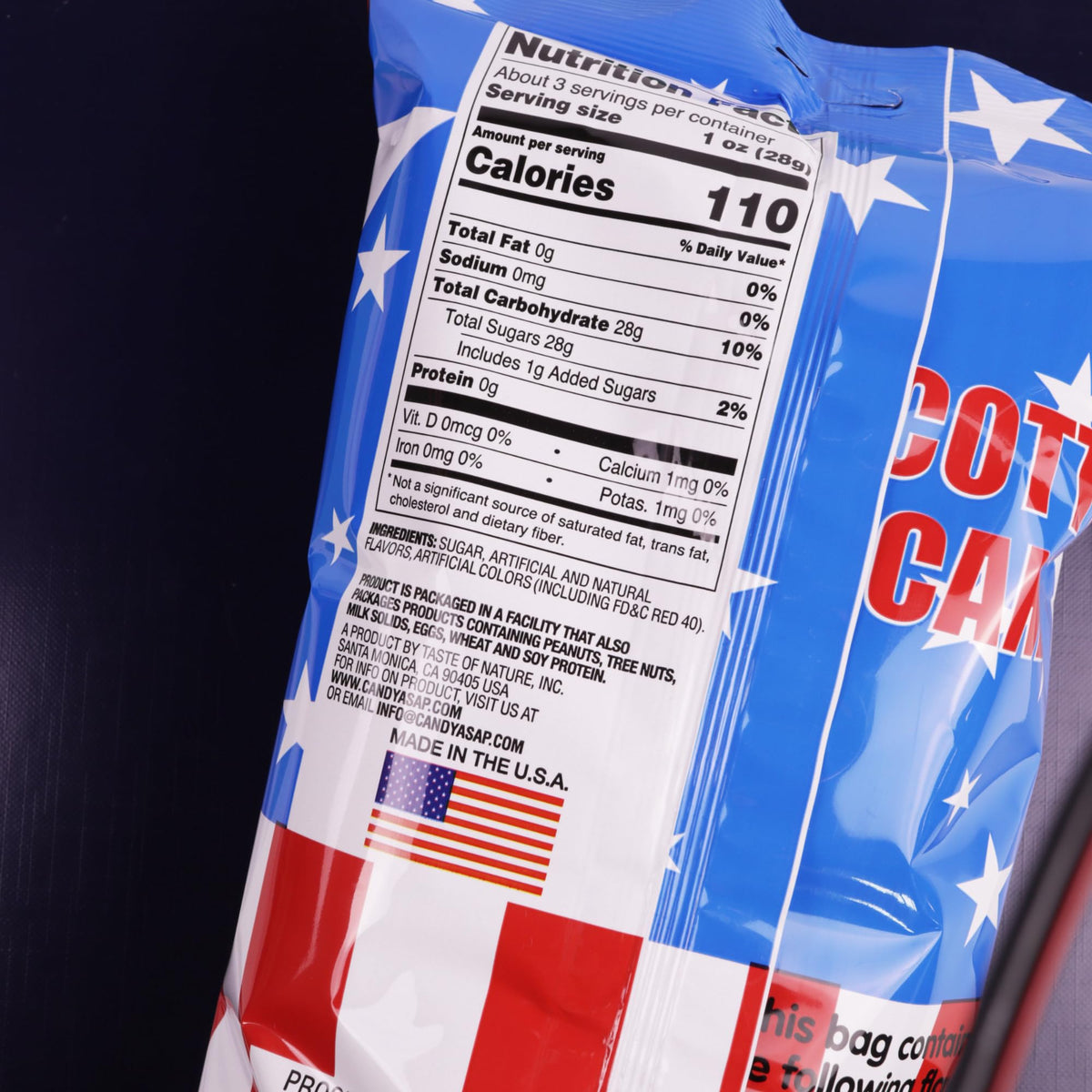 Cherry and Blue Raspberry Cotton Candy, Festive Independence Day Sugar Floss, (Pack of 6)