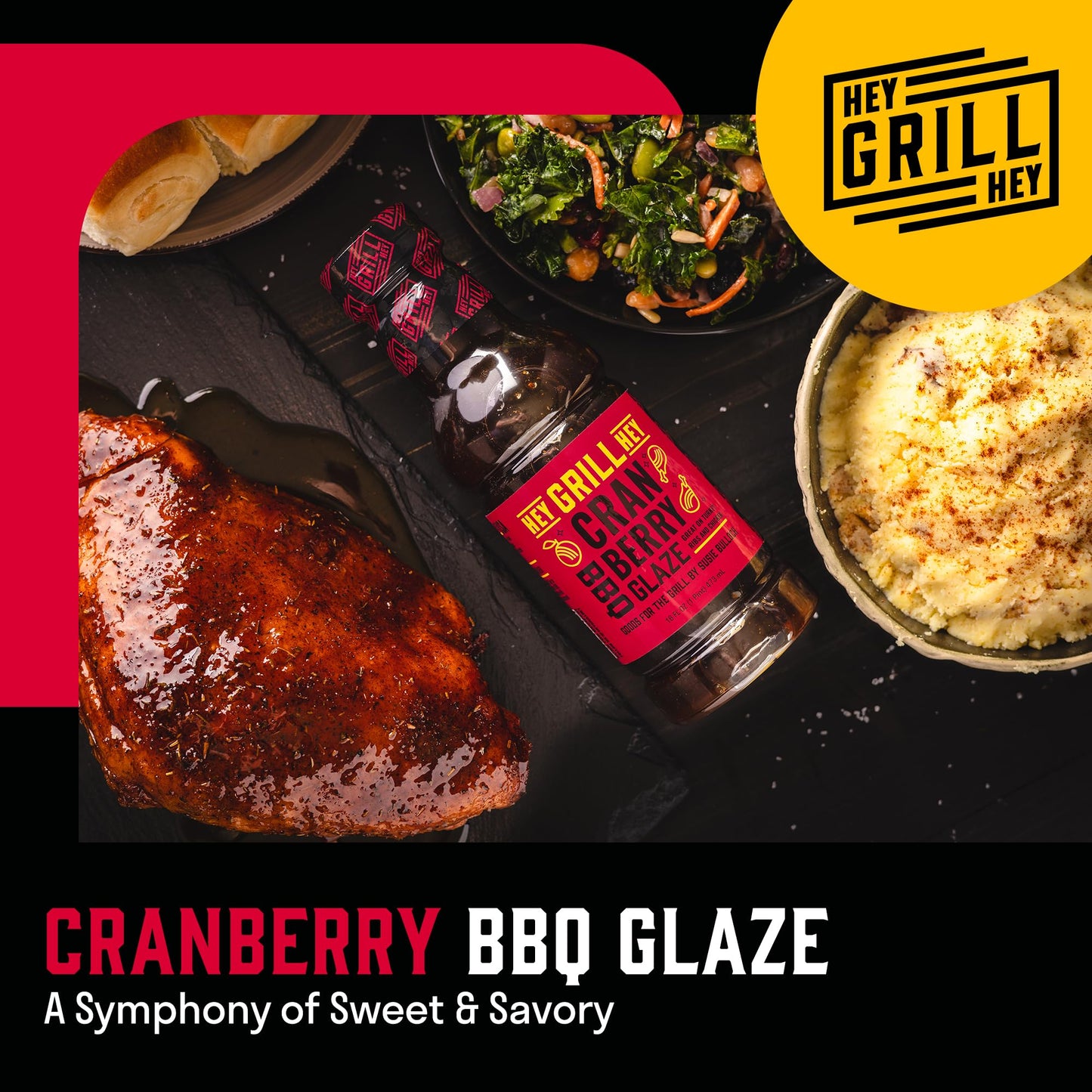 Hey Grill Hey | Cranberry BBQ Glaze | Great for Smoked Turkey, Ribs, Pork Chops, Chicken, and more.