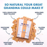 MASA Chips Churro Flavored Corn Tortilla Chips Cooked in Beef Tallow - Seed Oil Free Snack, 2pk×5 oz each- Handmade with Only Naturally Grown Corn