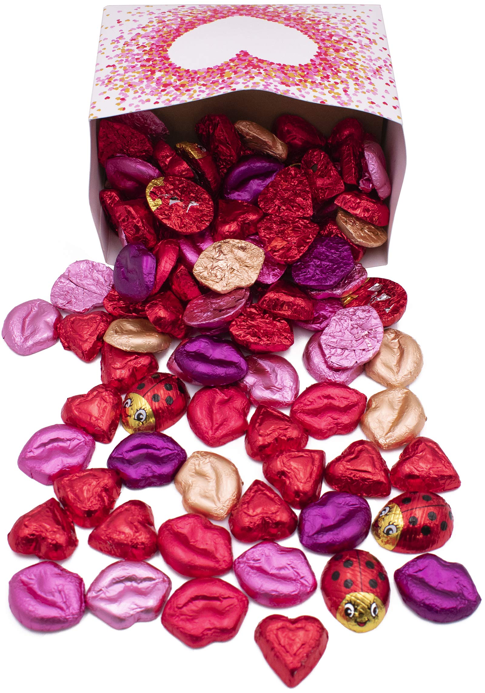 MADE IN USA Individually Foil-Wrapped Valentine's Day Milk Chocolates (Assorted - 2 lb) (White Heart)