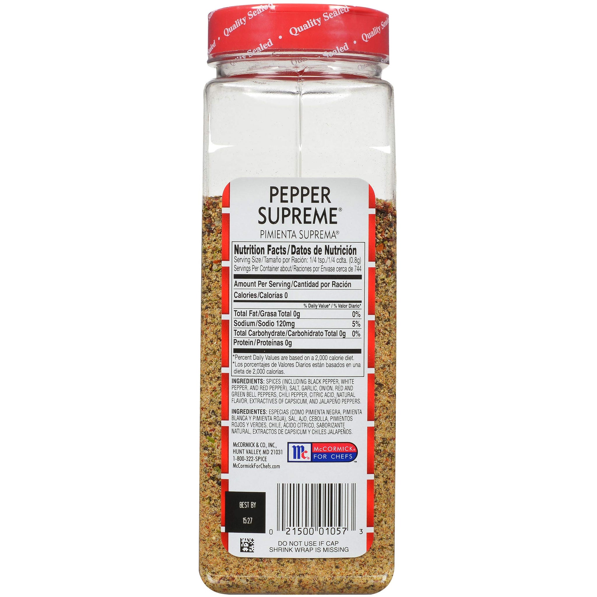 Lawry's Pepper Supreme Seasoning Blend, 21 oz - One 21 Ounce Container of Seven Pepper Seasoning Including Black, White and Red Pepper, Perfect on