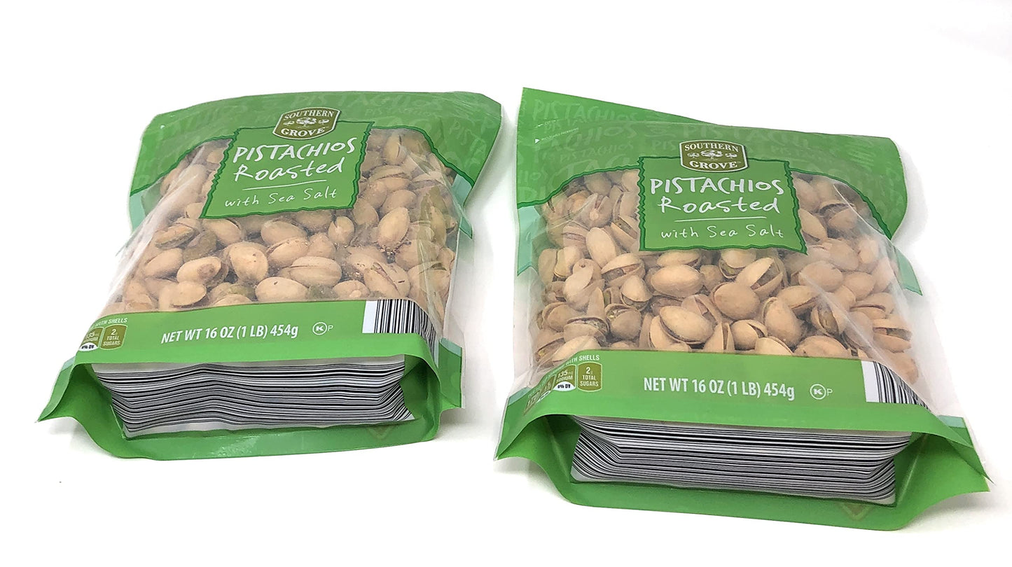 Southern Grove Roasted Pistachios With Sea Salt In-shell Nuts 2 Packs Each 1 Pound 16 Ounces