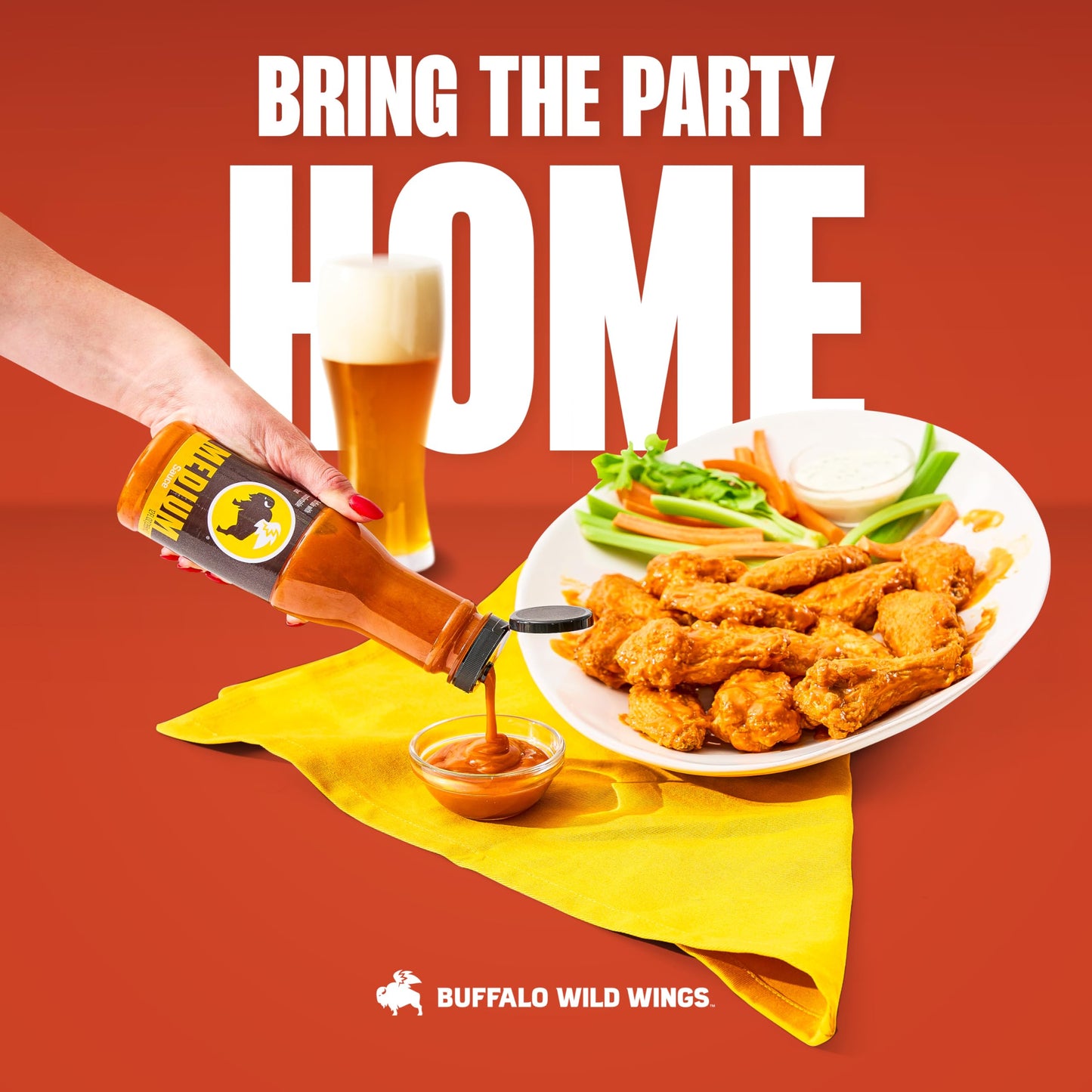 Buffalo Wild Wings Medium Buffalo Sauce, 12 fl. oz., Perfect Dipping Sauce, Chicken Marinade, Wing Seasoning and Burger Topping, Enjoy a Medium