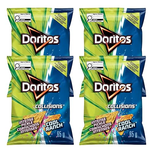 ZENVOIRA Gift Snack Box includes Doritos Collisions Intense Pickle Cool Ranch flavoured Tortilla Chips 65 g / 2.3 oz - Pack of 4 - Specially Packed