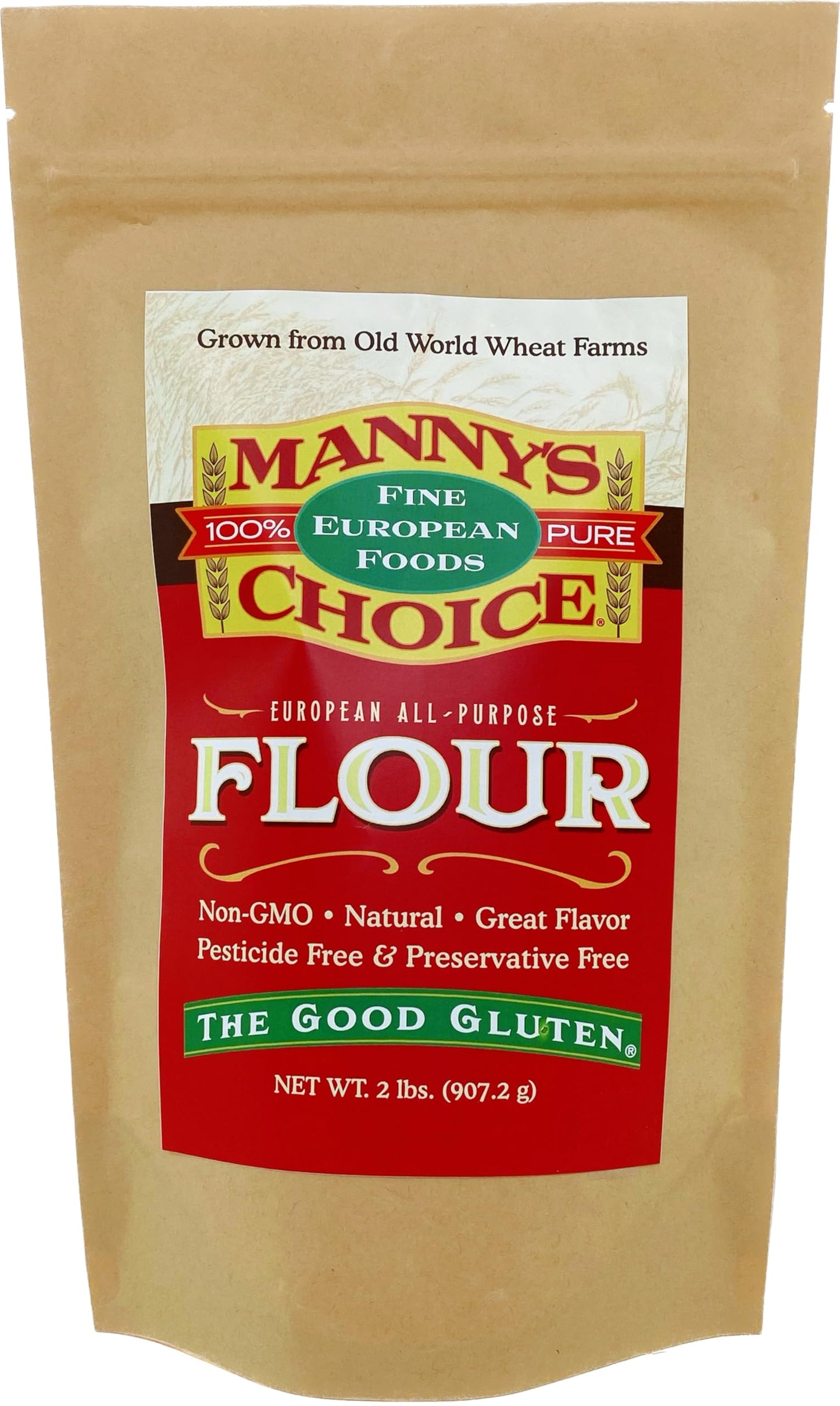 Manny's Choice Natural All Purpose Unbleached Italian Artisan Wheat Flour Type 0 for Baking 2 lb | Bread Flour | Cake Flour | Pizza Flour | Pasta