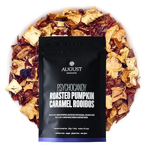 August Uncommon Psychocandy Loose Leaf Tea - Roasted Pumpkin Caramel South African Rooibos Tea - Vegan, Gluten-Free & Non-GMO - Creamy Caramel Flavor