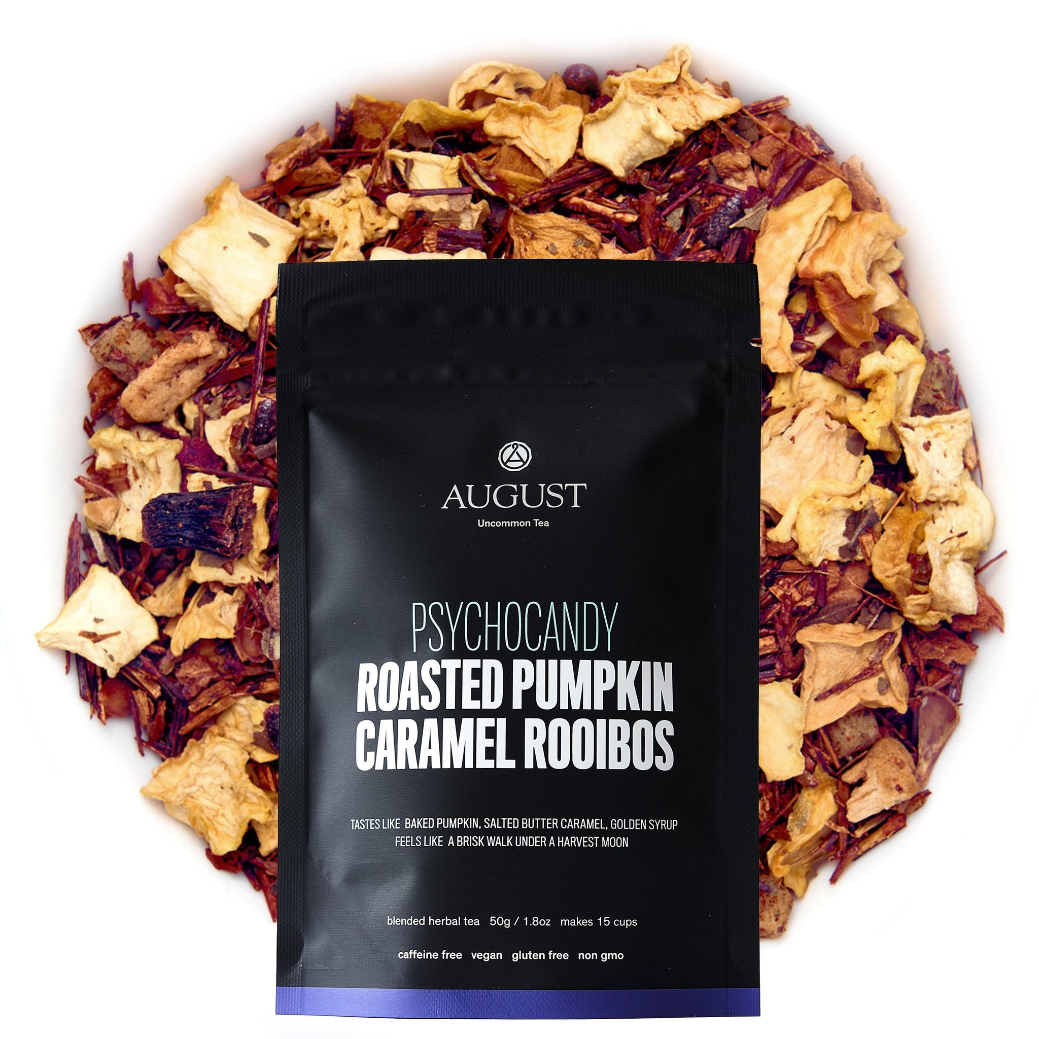 August Uncommon Psychocandy Loose Leaf Tea - Roasted Pumpkin Caramel South African Rooibos Tea - Vegan, Gluten-Free & Non-GMO - Creamy Caramel Flavor