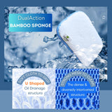 Certain Leaf Kitchen Dish Sponge Set, Dual Sided with Rayon derived from Bamboo and Mesh, Non Scratch Kitchen Cleaning Sponge Extra Absorbent Dish