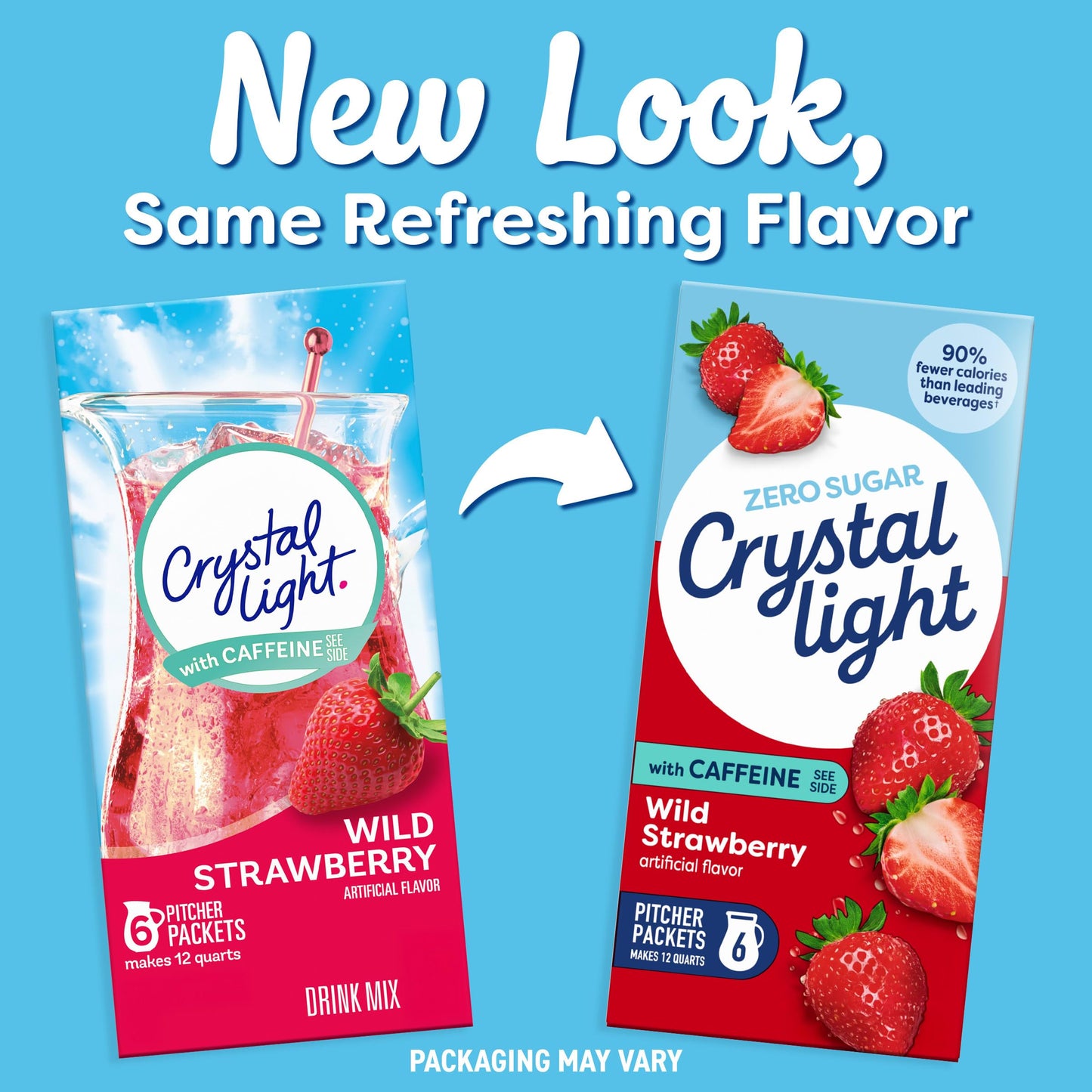 Crystal Light Energy Wild Strawberry Powdered Drink Mix, Sugar-Free, 5 Calories Per Serving, On-the-Go Pitcher Packets, 6 CT (Pack of 2)