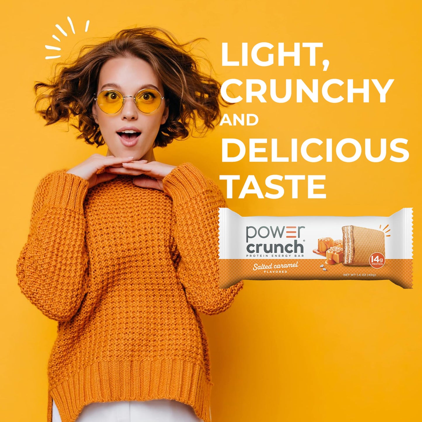 Power Crunch Protein Energy Wafer Bars, Salted Caramel, 1.4 Ounce (12 Count)