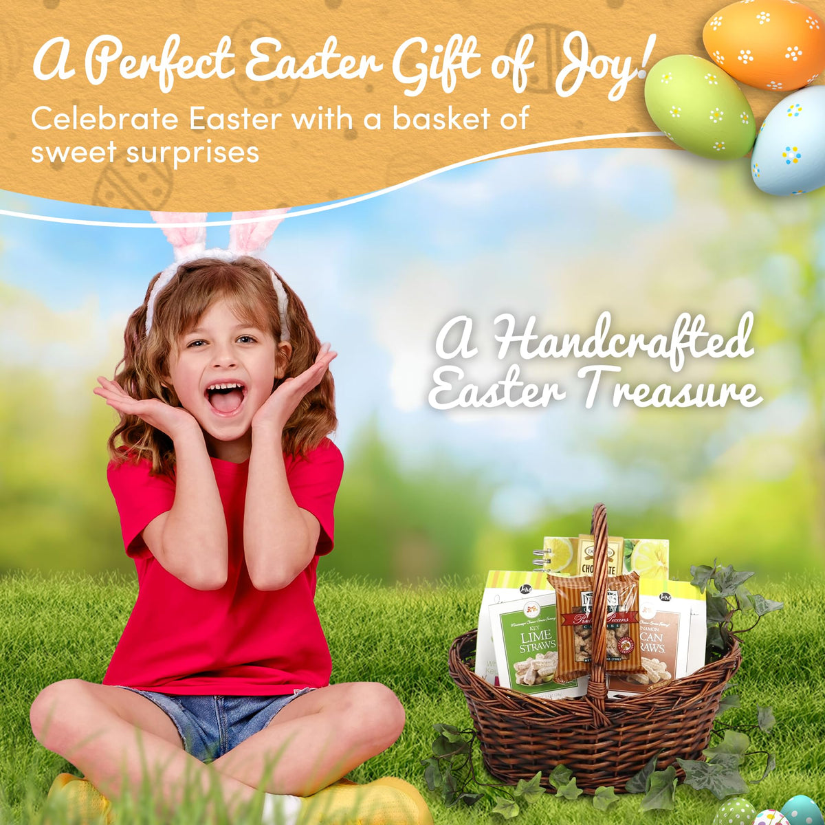 Gift Basket Village Easter Blessings Basket, Easter Basket Ideas for Kids & Adults, Thoughtful Easter Gift & Care Package with Easter Snacks, Easter