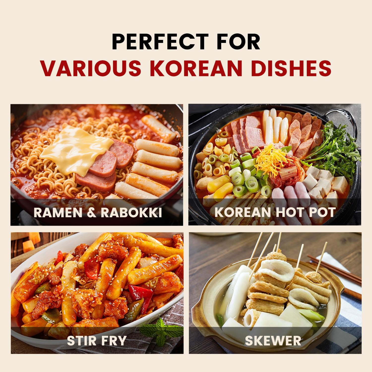APEXY Korean Rice Cakes for Tteokbokki, Authentic Chewy Korean Rice Cake Sticks, Gluten Free, Vegan, Non-GMO Topokki Rice Cakes for Asian Cooking