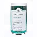 DERMAGLOVE Thyme To Clean - Skin-Safe Compostable Surface Cleaning Wipes | infused with Thyme and Vitamin A,C,E - 75 Count (Pack of 1)