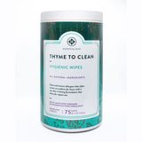 DERMAGLOVE Thyme To Clean - Skin-Safe Compostable Surface Cleaning Wipes | infused with Thyme and Vitamin A,C,E - 75 Count (Pack of 1)