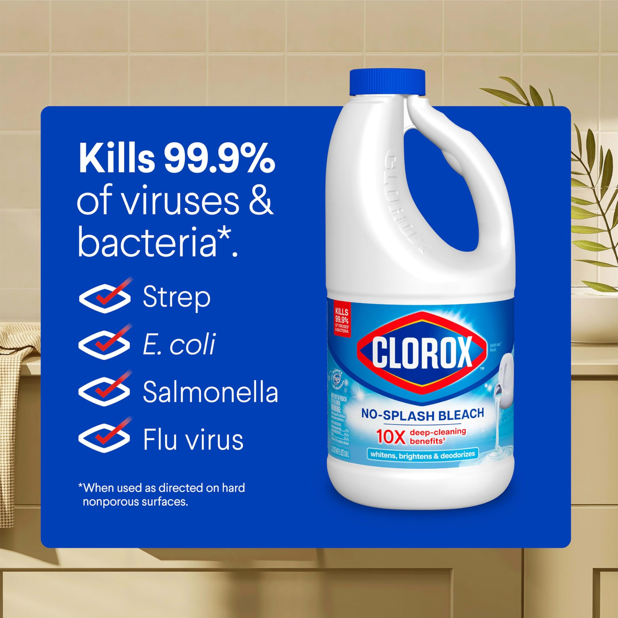 Clorox No Splash Bleach, 40 Fluid Ounces (Package May Vary)