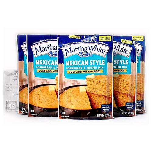 Martha White Mexican Style Cornbread Mix, 6 Oz Bags of Martha White Mexican Cornbread and Muffin Mix, 6 Pack Bundled with a JFS Recipe Card