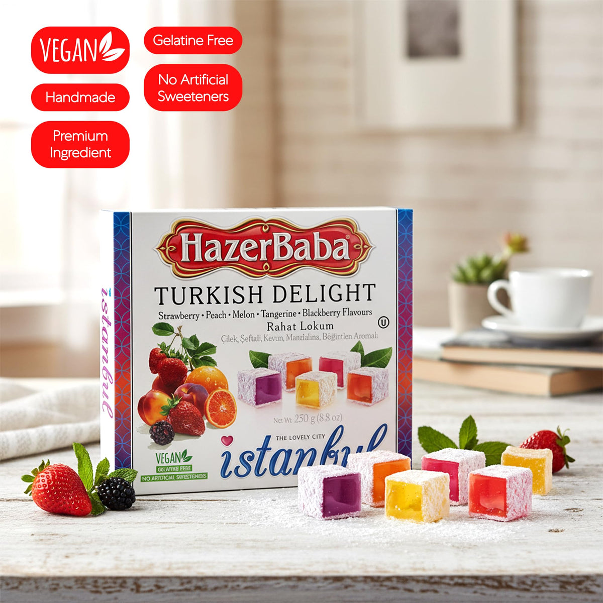 HazerBaba Assorted Turkish Delight Candy, 8.8 Oz (Pack of 1), Lokum